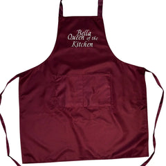 Personalised Premium Burgundy Apron with Embroidered Name Made to Order Cooking Gift