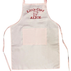 Personalised Pink Kids Apron with Embroidered Name Made to Order Children’s Cooking Gift