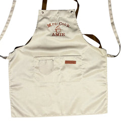Personalised Beige Apron with Embroidered Name Made to Order Cooking Gift